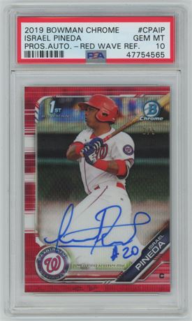 2019 Bowman Chrome Israel Pineda RC Auto Red Wave Refractor 2/5 PSA 10