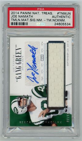 2014 Panini National Treasure Joe Namath Nickname Gang Green 7/10 PSA Authentic