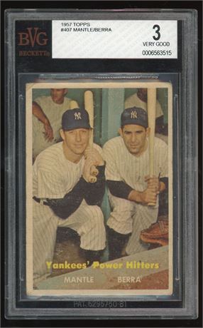 1957 Topps #407 Mantle/Berra BVG 3 VG
