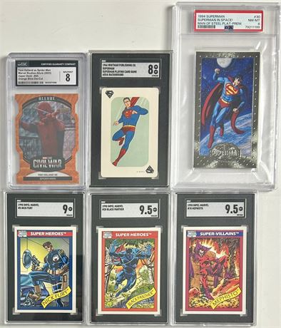 Super Hero Graded Card Lot (6) w/ Superman, Spiderman, and Black Panther