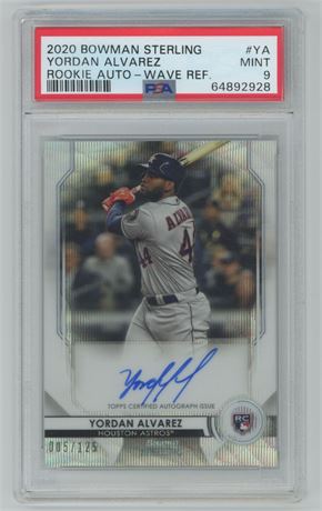 2020 Bowman Sterling Yordan Alvarez Rookie Auto Wave Refractor /125 PSA 9 MINT