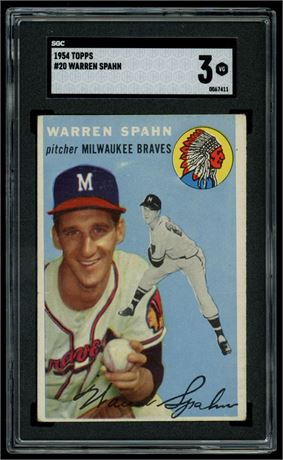 1954 Topps #20 Warren Spahn SGC 3
