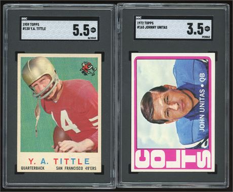 1959-1972 SGC Graded Lot (2) w/ Y.A. Tittle, and Johnny Unitas