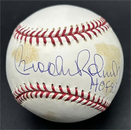Brooks Robinsdon Signed Official Major League Baseball JSA Heavy Toning