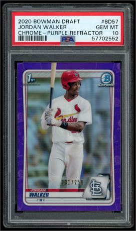 2020 Bowman Draft Jordan Walker Chrome-Purple Refractor 231/250  PSA 10