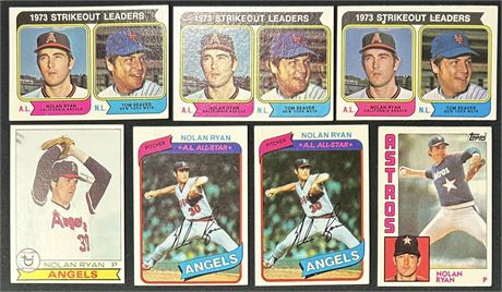 Nolan Ryan Raw Card Lot (7) EXMT Average