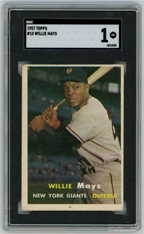 1957 Topps #10 Willie Mays SGC 1 POOR
