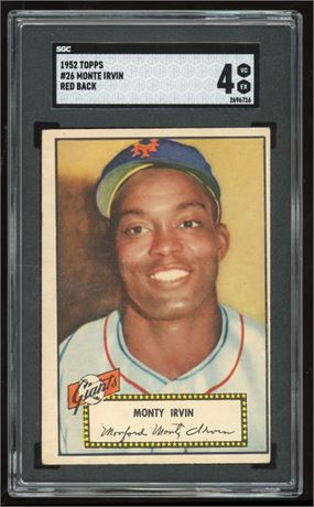 1952 Topps #26 Monte Irvin Red Back SGC 4 VGEX