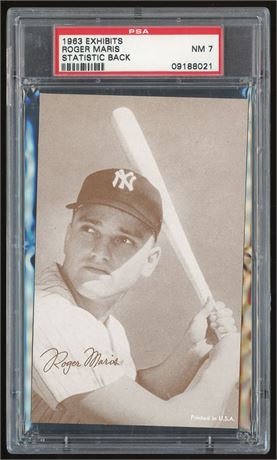 1963 Exhibits Roger Maris Statistic Back PSA 7 NM