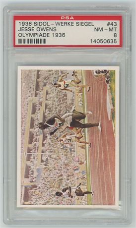 1936 Sidol-Werke Siegel #43 Jesse Owens PSA 8 NMMT Pop 5, 1 Higher RARE (Read)