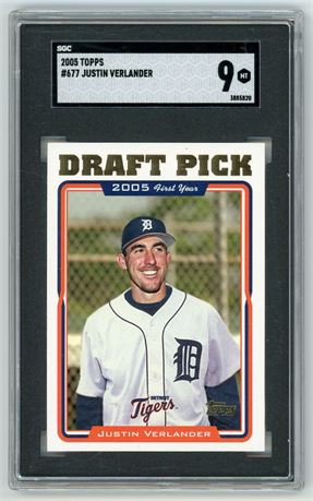 2005 Topps #677 Justin Verlander RC SGC 9 MINT