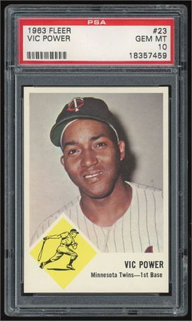 1963 Fleer #23 Vic Power PSA 10 GEM MINT POP 4 (READ)