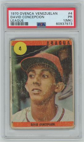 1970 Ovenca Venezuelan League #4 David Concepcion PSA 1(MK) Pop 6, 4 Higher