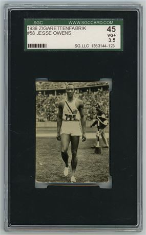 1936 Zigarettenfabrik #58 Jesse Owens SGC 3.5 VG+ SGC POP 1 Highest