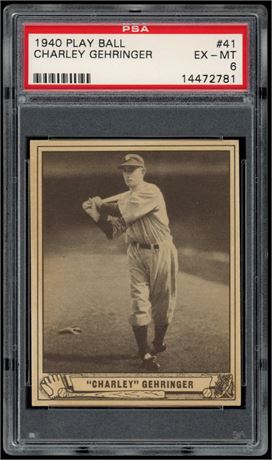 1940 Play Ball #41 Charley Gehringer PSA 6 EXMT