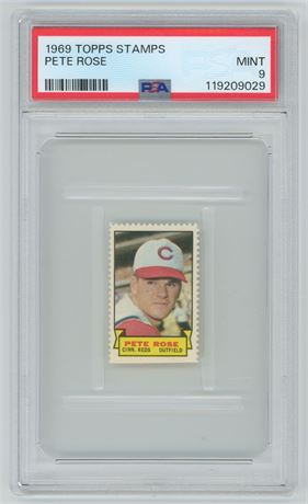 1969 Topps Stamps Pete Rose PSA 9 MINT Pop 11 Highest