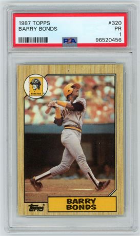 1987 Topps #320 Barry Bonds RC PSA 1 POOR Pop 15