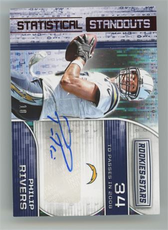 2018 Panini Rookies & Stars Philip Rivers Statistical Standout Auto /10