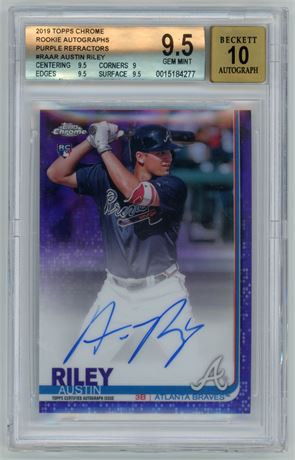 2019 Topps Chrome Austin Riley RC Purple Refractors Auto 51/250 BGS 9.5 Auto 10