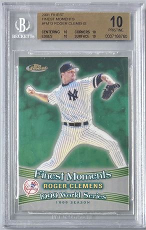 2001 Topps Finest Roger Clemens Finest Moments BGS 10 PRISTINE Pop 1