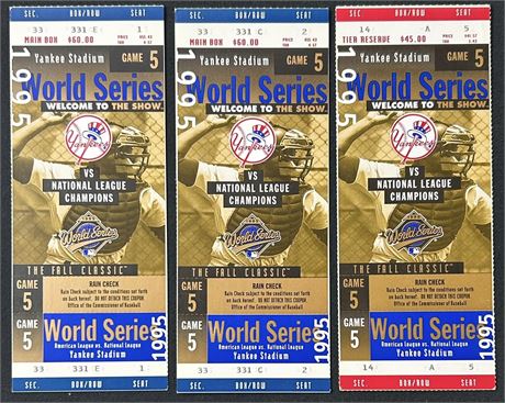 1995 Unused Yankees World Series Full Tickets Lot (3)