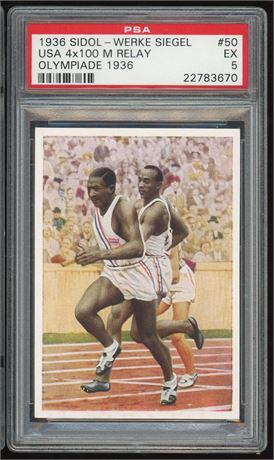 1936 Sidol-Werke Siegel #50 USA 4x100 M Relay Jessie Owens RC Olympiade PSA 5