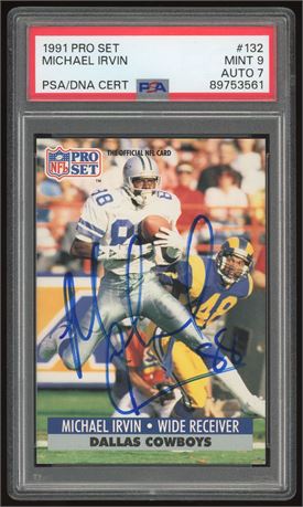 1991 Pro Set #132 Michael Irvin Auto PSA 9 Auto 7