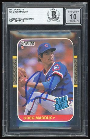 1987 Donruss #36 Greg Maddux RC Auto BGS Auto 10