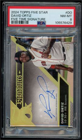 2024 Topps Five Star David Ortiz Five Time Signature 09/10 PSA 8 NMMT