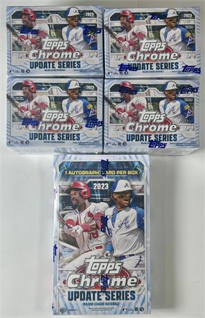 2023 Topps Chrome Update Series Lot Blaster Boxes (4) and Hobby Box (1)