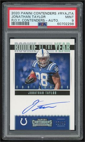2020 Panini Contenders Jonathan Taylor Rookie of the Year Auto 10/49 PSA 9 MINT