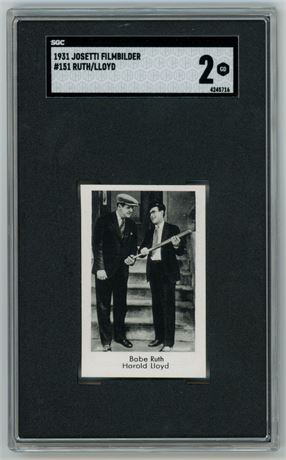1931 Josetti Filmbilder #151 Babe Ruth/Harold Llyod SGC 2 GOOD