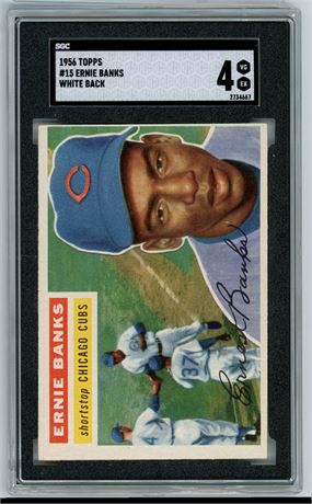 1956 Topps #15 Ernie Banks White Back SGC 4 VGEX