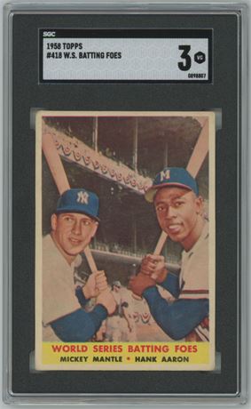 1958 Topps #418 Mantle/Aaron World Series Batting Foes SGC 3 VG CENTERED