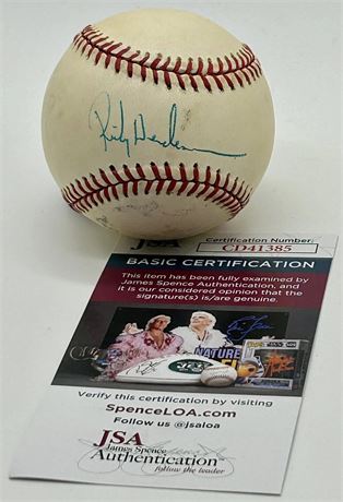 Rickey Henderson Autographed Bobby Brown Era American League Baseball JSA