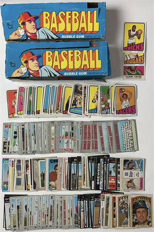 1970's Low Grade Mixed Sport Lot (260+) w/ Two 1972 Empty Wax Boxes