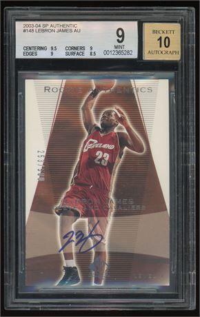 2003 SP Authentic #148 LeBron James Rookie Auto 253/500 BGS 9 Auto 10