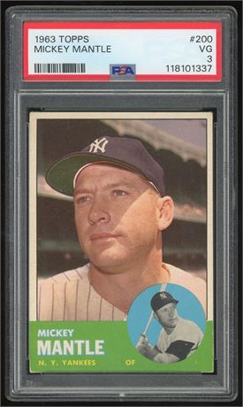 1963 Topps #200 Mickey Mantle PSA 3 VG Beauty