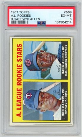 1967 Topps #569 Rod Carew RC Hi# PSA 6 EXMT
