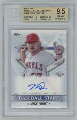 2022 Topps Baseball Stars Autographs Mike Trout BGS 9.5 GEM MINT