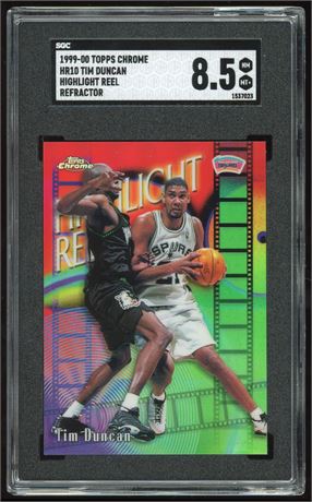 1999-00 Topps Chrome Tim Duncan Highlight Reel Refractor SGC 8.5 NMMT