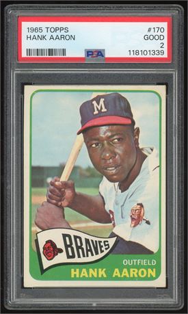 1965 Topps #170 Hank Aaron PSA 2 GOOD