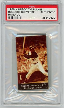 1969 Nabisco Team Flakes Roberto Clemente Hand Cut PSA Authentic