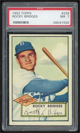 1952 Topps #239 Rocky Bridges RC PSA 7 NM