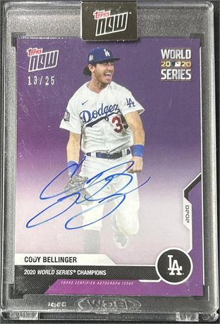 2020 Topps Now Cody Bellinger 2020 World Series Champions Auto 13/25