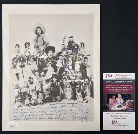 Jane Withers (Child Star 1930's-40's) Signed Black and White Print JSA