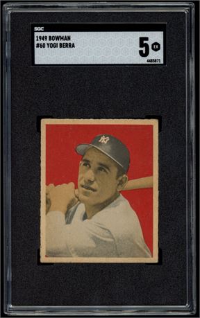 1949 Bowman #60 Yogi Berra SGC 5 BEAUTY