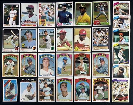 1971-1984 Topps Baseball Star Lot (24) w/ Mays, McCovey, and Fisk