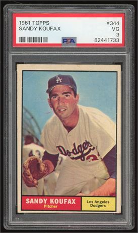 1961 Topps #344 Sandy Koufax PSA 3 VG