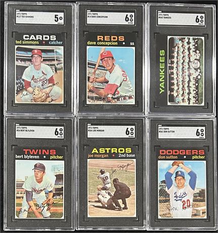1971 Topps SGC Graded Lot (6) w Simmons RC Morgan Sutton Blyleven